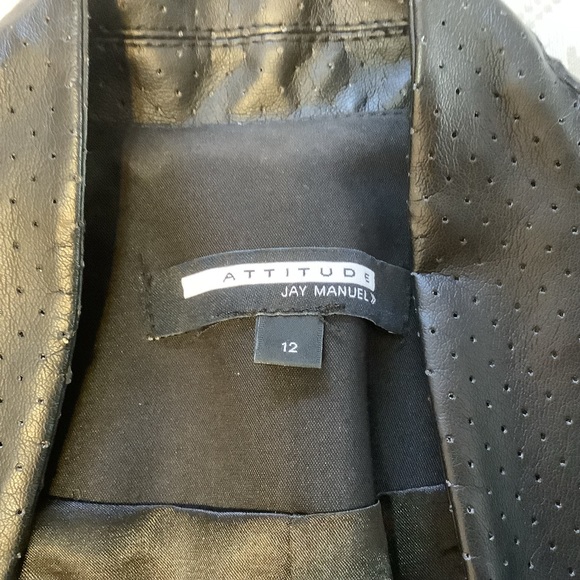 Attitude Jay Manuel Blazer Women’s Size 12 Vegan Leather Cotton Classic Black - Picture 7 of 13